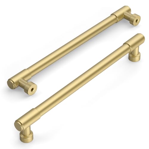 Amerdeco 10 Pack Brushed Gold Cabinet Pulls 7.5 Inch(192mm) Hole Center Drawer Pulls Cabinet Hardware Kitchen Cabinet Handles for Bathroom ZH0075 - color: Brushed Gold, size: 7.5"/192MM Hole Center