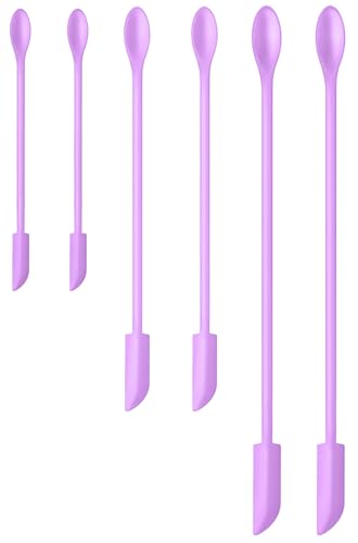 Silicone Spatula Set 6Pcs, Mini Jar Scraper for Makeup & Food - color: Purple