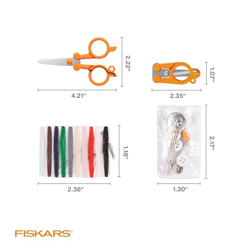 Fiskars 27-Piece Travel Sewing Kit, 39" Measuring Tape, Orange - size: (Pack of 1)