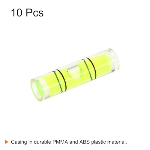 HARFINGTON 10pcs Small Cylindrical Bubble Level Vials 7x26mm PMMA Mini Horizontal Bubble Spirit Level Measuring Layout Tools for RV TV Picture Frame Hanging Tool Leveler - size: 7x26mm