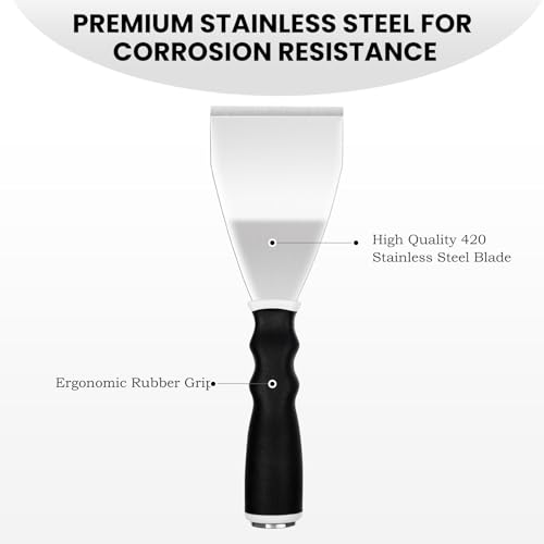 Mister Rui 2 Pack 3" Bent Paint Scraper & 10-in-1 Putty Knife, Stainless - color: 10 in 1 and 3" Bent Putty Knife
