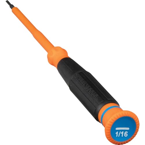 Klein Tools 6273INS Insulated Precision Screwdriver, 1/16-Inch Mini Electrician Screwdriver, 1000-Volt Cushion Grip Handle - style: 1/16-Inch Slotted