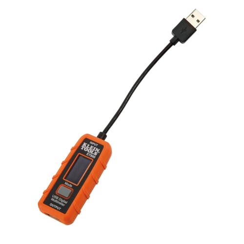 Klein Tools ET900 USB Power Meter, USB-A Digital Meter for Voltage, Current, Capacity, Energy Resistance - style: USB-A Meter