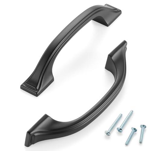 3 Inch Matte Black Cabinet Pulls Arch Drawer Handles 10 Pack P2409 - color: Black, size: 3" Hole Centers-10 Pcs