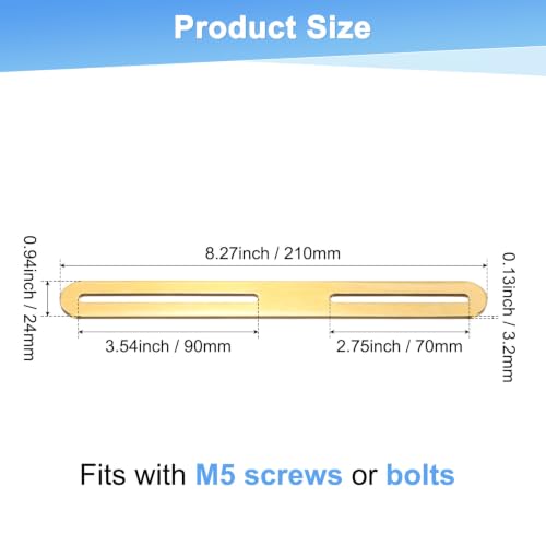 M METERXITY 2-Pack Flat Mending Plate Support 8.27x0.94in, Gold - color: Gold, size: 210 x 24mm