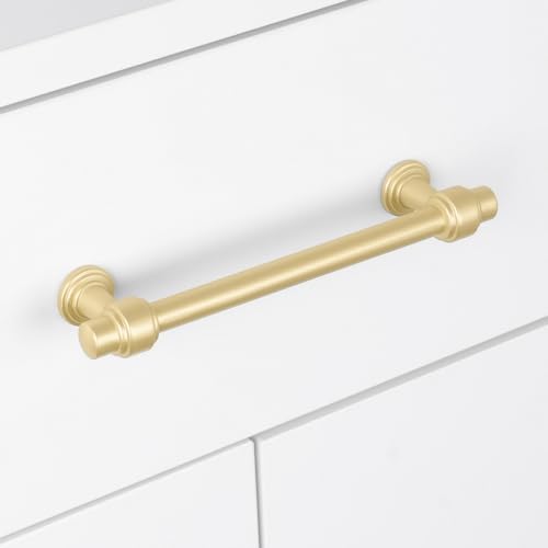 10 Pack Brushed Gold Cabinet Pulls 3-3/4 Inch(96mm) Kitchen Cabinet Handles Cabinet Hardware for Drawer Pulls - color: Brushed Gold, size: 3-3/4' Hole Center(96mm)