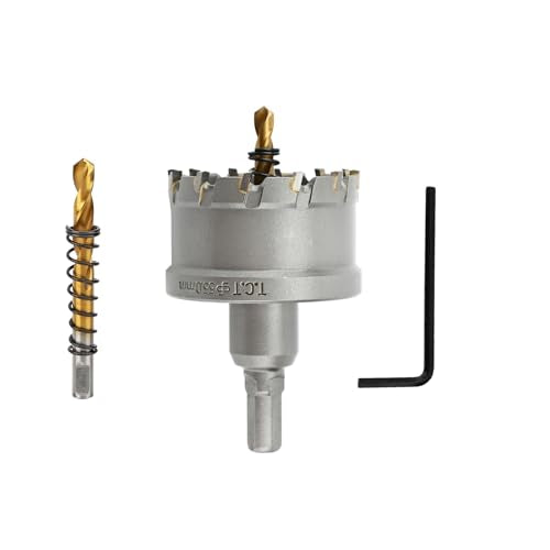 2-5/32'' TCT Hole Saw Kit Tungsten Carbide Tipped Hole Saw Drill Bit with Titanium-Plated Pilot Drill bit for Metal, Stainless Steel, Iron (55MM) - size: 55MM | 2-5/32''