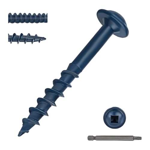 Pocket Hole Screws 1-1/4 Inch, Goobetter Pocket Screws #8 x 1-1/4" 600 Pcs for Exterior, Washer Head with Square Drive, Coarse Thread, Blue Coated, Self Tapping, 100MM Drive Bit Included - size: #8 x 1-1/4"