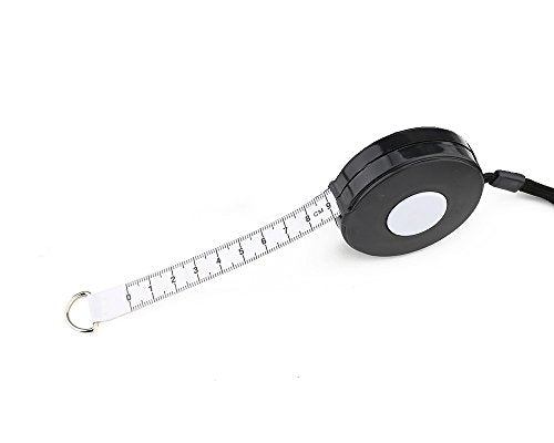 80'' 205cm Black Retractable Tape Measure with Black Rope - color: Black, size: 2.1 m