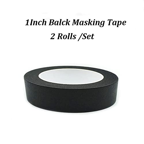 Black Masking Tape, 1 Inch x 55 Yards, 2 Rolls - color: Black