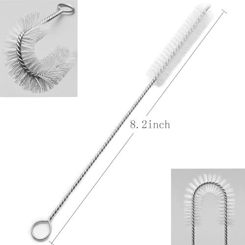 Straw Brush Cleaner (10 Pack), Flexible Nylon Pipe Tube Cleaning Brushes with 0.4" Bristles, Rust-Proof Stainless Steel Reusable Straw Washers for Standard Tumblers, Bottles & Teapot Spouts 8.2 Inch