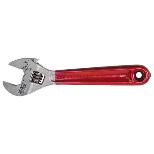 KLEIN TOOLS D506-4 Precision Adjustable Wrench, 4-Inch, Precision Machined, Small Adjustable Wrench, Ergonomic I-Beam Handle, Laser-Etched SAE and Metric Markings - style: Dipped Handle, 4-Inch