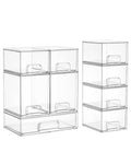 Vtopmart Clear Stackable Storage Drawers Set of 9, Plastic Organizer Bins - style: 6 Small+2 High+1 Wide