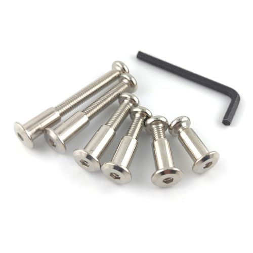 M6 Hex Drive Socket Cap Bolts Screws Kit, 30-Sets Binding Post Screws Socket Cover Connecting Bolt Fixing Post Screw for Furniture Chair Crib Table Cabinets,M6x16mm/ 20mm/ 25mm/ 30mm/ 40mm/ 50mm - color: Silver, size: Silver-6sizes-35sets