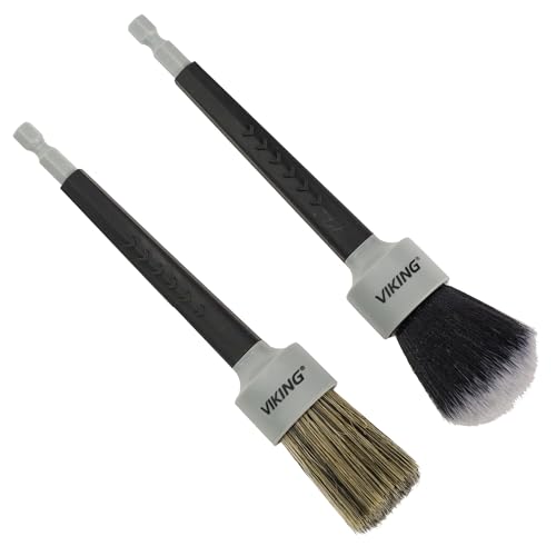 VIKING Drill Detail Brush Set for Cars, Interior and Exterior Use, 2 Pack