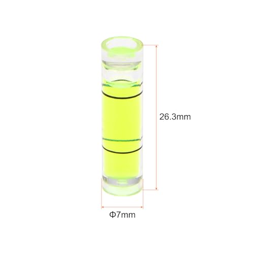 HARFINGTON 10pcs Small Cylindrical Bubble Level Vials 7x26.3mm PMMA Mini Horizontal Bubble Spirit Level Measuring Layout Tools for RV TV Picture Frame Hanging Tool Leveler - size: 26.3mm
