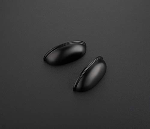 Ravinte Matte Black Drawer Pulls Cabinet Cup Pulls 3 Inch 10 Pack | Kitchen Hardware, Cup Pull Shape, Cabinet Handles, Drawer Handles, Smooth Drawer Grip,For Dressers, Cupboards - color: Black