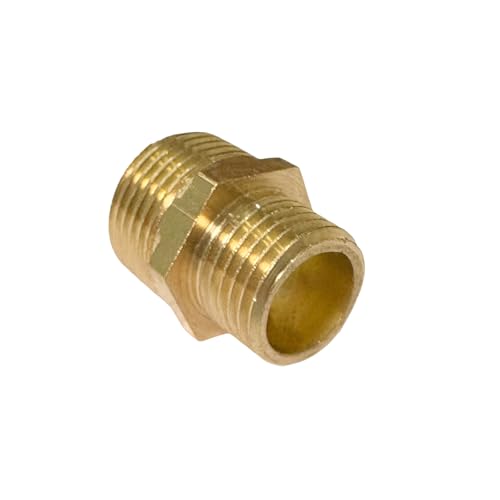 3/8" x 1/4" Male Threaded Hex Nipple Reducer Brass NPT Pipe Fitting Adapter Straight Connectors Pack of 2 - size: 3/8" x 1/4" -2 Pack
