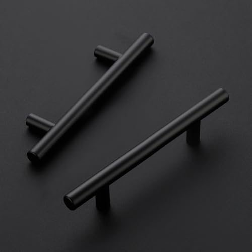 Ravinte Matte Black Cabinet Handles,Round T Pulls,3-1/2 Inch,30 Pack - color: Matte Black, size: 3-1/2 Inch Hole Center