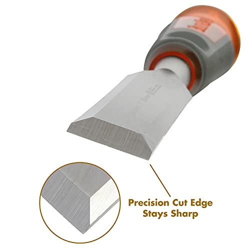 Buck Bros. 74816 1-Inch Wood Chisel, Full Tang Wood Carving Tools, Woodworking Tools for Carpentry, Trim Work, and DIY Projects, Hardened Steel Blade, Beveled Edge, Durable Non-Slip Handle - size: 1-Inch