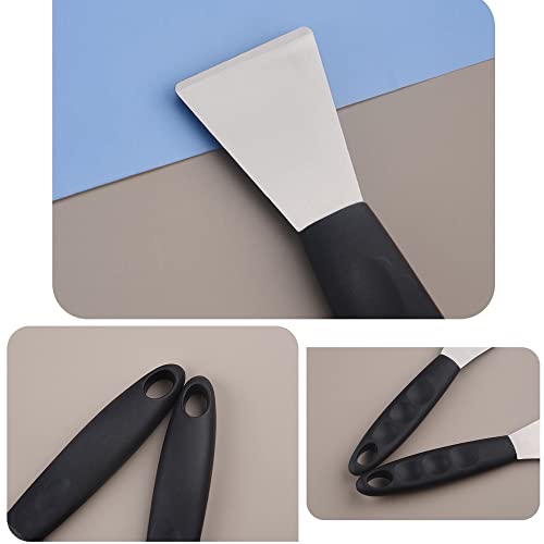 Stainless Steel metal Scraper, stove top Oven Scraper Tool non scratch, window glass scraper,Kitchen Cleaning,glass stripper,Putty,grout,sticker,Wallpaper, Paint,cooktop,Straight + Bending 2-PCS