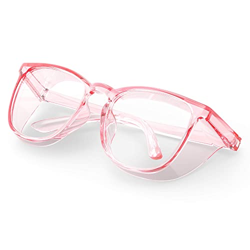 MORK&SUKY Safety Glasses, Stylish Goggles With No Fog Lense, Alternatives To Regular Protective Eyewear For Lab and Nursing. - color: Pink