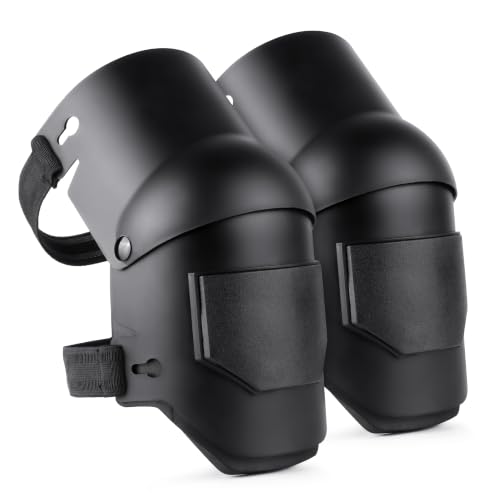 Professional Hard Shell Knee Pads for Men & Women - Flexible Protective Kneepads with Hinged Design & Quick-Clips - for Construction, Flooring, Roofing, Gardening - color: Black