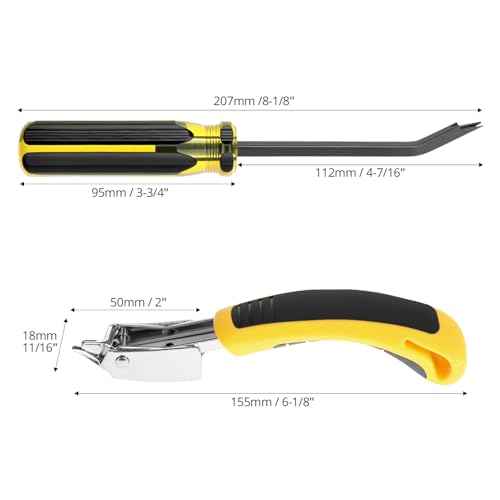 QWORK Staple Remover, Heavy Duty Tack Puller, Industrial Staple Remover Upholstery Tool with Double Pronged Head, for Furniture, Floor, Frame, Carpet