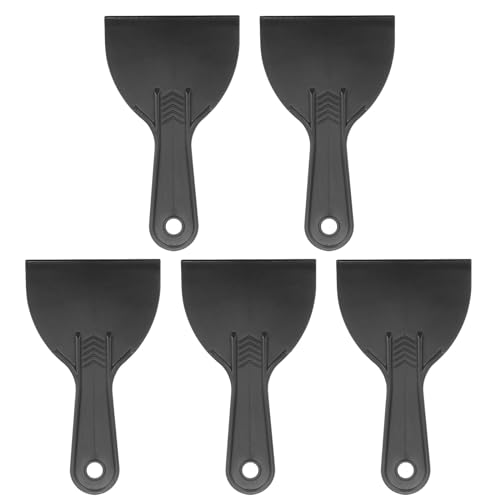 HARFINGTON 5pcs Putty Scraper 4" Width 6mm Thin Flexible Plastic Putty Knives for Taping Drywall Spreading Painting Wall Scratching - color: Black, size: 4"
