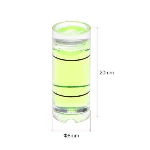 HARFINGTON 4pcs Cylindrical Bubble Level 8x20mm Mini Bullseye Spirit Levels for Leveling Camera Tripod Telescope Workshop Turntable Pictures Frame, Green - size: 8x20mm