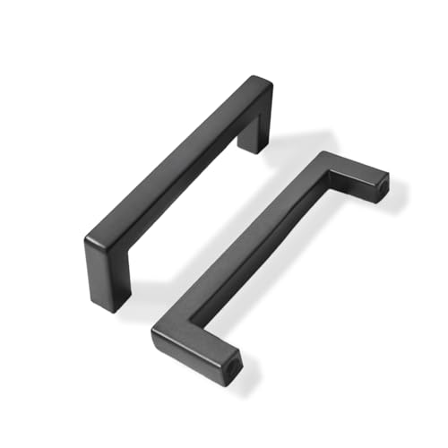 khtumeware 10 Pack 3-1/2 inch Center to Center Solid Black Cabinet Pulls Square Bar Drawer Handles Cabinet Handles Matte Black Drawer Pulls Kitchen Cabinet Hardware - color: Black, size: 3-1/2 inch(89mm) hole center