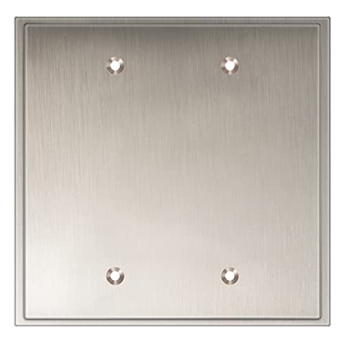 Henne Bery Soft Modern Decorative Wall Plate Switch Plate Outlet Cover (Double Blank, Satin Nickel) - style: Double Blank
