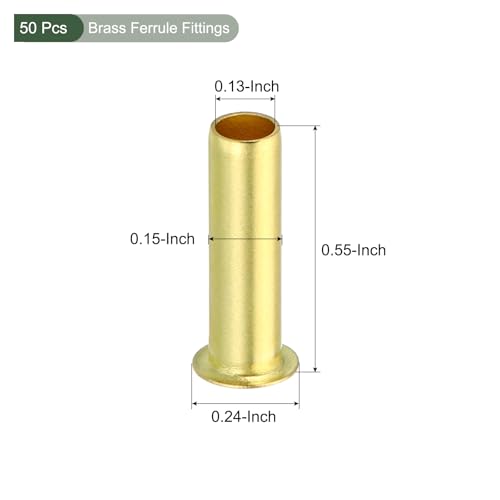 YOKIVE 50 Pcs Brass Ferrule Fittings, Compression Sleeves Ferrule Ring Assortment Kits, Great for Air Water Tubes (Brass Tone, 4mm OD) - size: 4mm