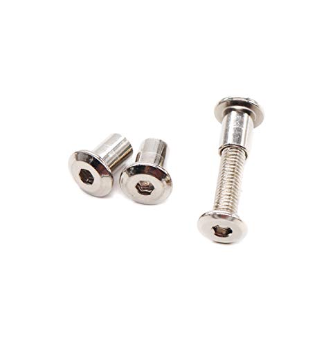 100pcs M6x15mm/20mm/25mm/30mm/35mm Rivet Countersunk Hex Socket Cap Bolts and Hex Head Barrel Nuts Assortment Kit for Furnitures Cribs Chairs, Nickel Plated - size: 15/20/25/30/35mm 100pcs