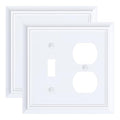 2-Pack Natural Bamboo Fiber Combo Toggle/Duplex Light Switch Cover Plate - color: Pure White, size: 1 Toggle/1 Duplex 2PK