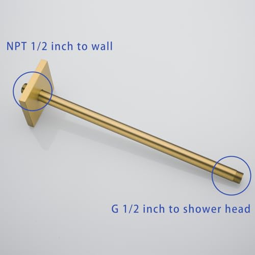 16 inches Brass Wall Shower Extension Arm Mounted Bathroom Rainfall Head Elbow Bracket Pipe Bath Tube Bathroom Hardwares Accessories Champagne Bronze,SW-91038-16CB-SQ. - color: Right Angled Square Flange-16" Champagne Bronze