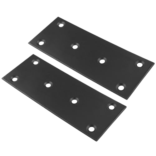 Bonsicoky 4 Pcs Flat Straight Brace Brackets, Black, 5" x 2" - size: 5" x 2" - 4 PCS, style: Black