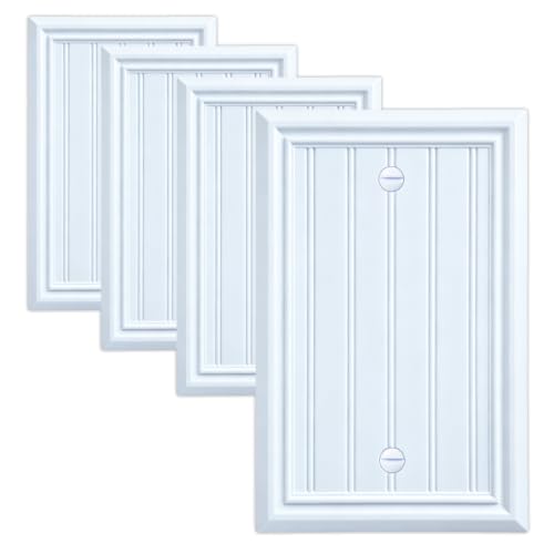 White Natural Material Switch Plates/Blank Wall Plate Covers (4-Pack) - size: Single Blank