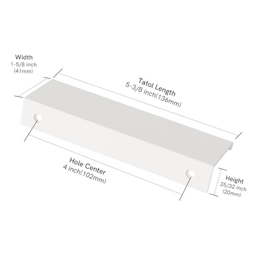 Rergy 10 Pack 4" Cabinet Pulls White Finger Pulls for Cabinets - color: White, size: Hole Center: 4in(102mm)