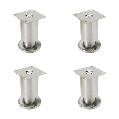 Bitray 4-inch Furniture Legs Matte Silver Stainless Steel Sofa Legs - 4pcs