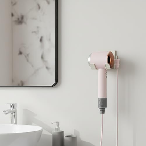 Hair Dryer Holder, Blow Dryer Holder Wall Mounted Hair Tool Organizer Self Adhesive Hair Dryer Holder Wall Mount, Compatible for HairDryer Holder for Bathroom White - color: White