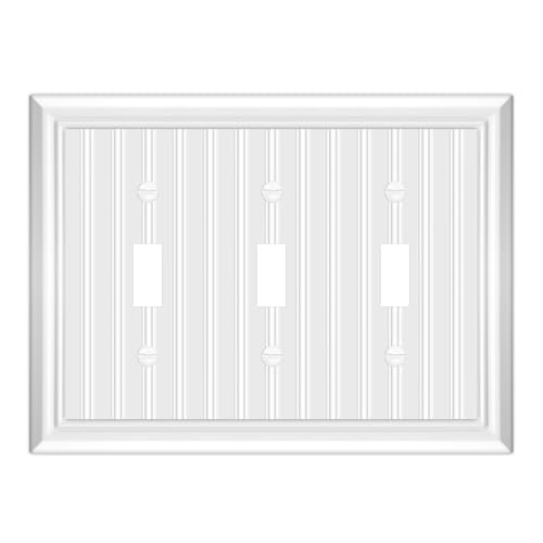 White Natural Material Triple Toggle Light Switch Cover Plates (1-Pack) - size: Triple Switch