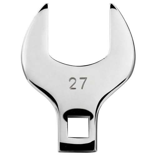 1/2'' Full Polish Drive Jumbo Crowfoot Wrench, Open End Wrench, Metric, 27mm, CR-V Steel, Tools for Mechanics Maintenance or Repairs, Access Fasteners in Tight Spaces Work Hard-To-Reach Areas - size: METRIC-27mm