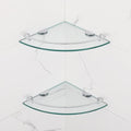 2 Ties Glass Corner Shelf with SUS 304 Stainless Steel Rail Chrome Finished, Esquinero para baños, Rustproof Tempered Glass Shelf, Shower Caddy Organizer 9.5" x 9.5" - size: 2 PACK With Rail