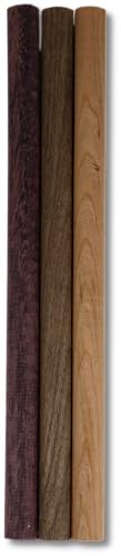 Wooden Dowel Rods - Walnut, Purpleheart, and Cherry in Each Pack - 3/4 x 12 Inch (Pack of 3) - Kiln-Dried Unfinished Natural Hardwood Dowels for Crafts and Woodworking
