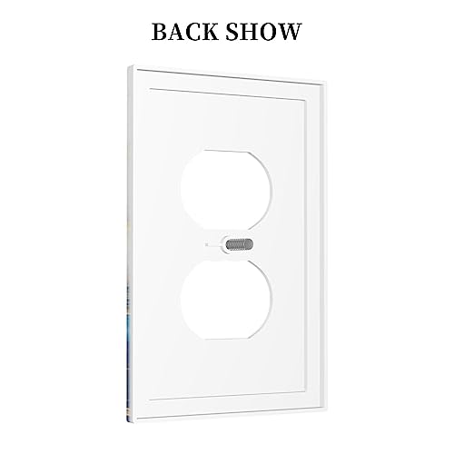 Art Marble Abstract 1 Gang Duplex Device Wall Plate Cover Outlet Light Switch Cover Blue And Gold Fluid Electrical Faceplate Switchplate for Bedroom Bathroom - color: Blue And Gold Fluid Art Marble Abstract, size: 1 Gang Duplex Wall Plate