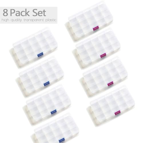 Opret Bead Organizer 15 Grids 8 Pack for Crafts - color: 8 pcs, transparent