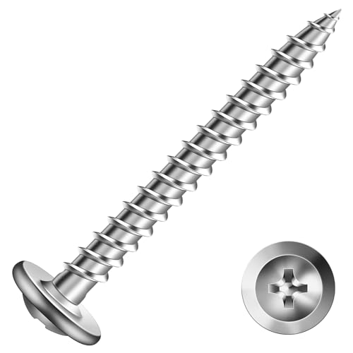 #8 x 1-1/2" Wood Screw 500Pcs 410 Stainless Steel Standard Thread Truss Head Fast Self Tapping by SG TZH - color: Silver - Stainless Steel, size: #8 x 1-1/2"