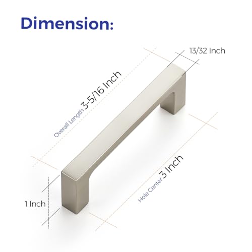 Ravinte Brushed Nickel Kitchen Cabinet Solid Handles,3 Inch,5 Pack - color: Brushed Nickel, size: 3 Inches Hole Center