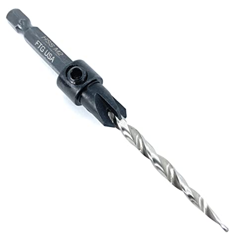 FTG USA 6 Pc Wood Countersink Drill Bit Set #4#6#8#10#12#14 with Hex Key - size: #4#6#8#10#12#14, style: w/o Depth Stop